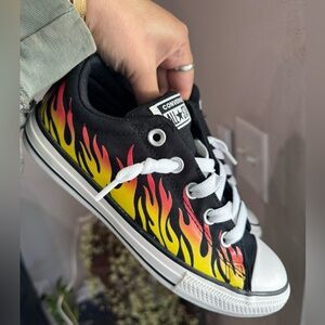 Converse Kids‎ Sneakers - Black and Yellow Flames NWOT